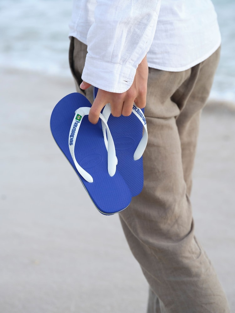 Havaianas Blue Brasil Logo Mini Me Sandals - Image 7 of 10