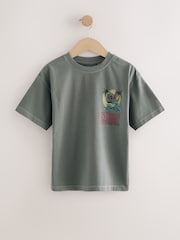 Charcoal Grey Surf Skull 100% Cotton T-Shirt - Image 1 of 3