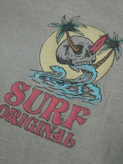 Charcoal Grey Surf Skull 100% Cotton T-Shirt - Image 3 of 3