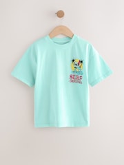 Mint Green Surf Skull 100% Cotton T-Shirt - Image 1 of 3