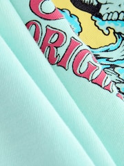 Mint Green Surf Skull 100% Cotton T-Shirt - Image 2 of 3