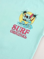 Mint Green Surf Skull 100% Cotton T-Shirt - Image 3 of 3
