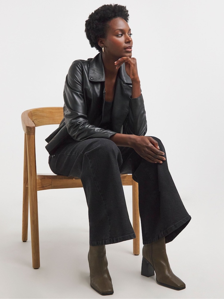 JD Williams Black Magisculpt Wide Leg Jeans - Image 2 of 4
