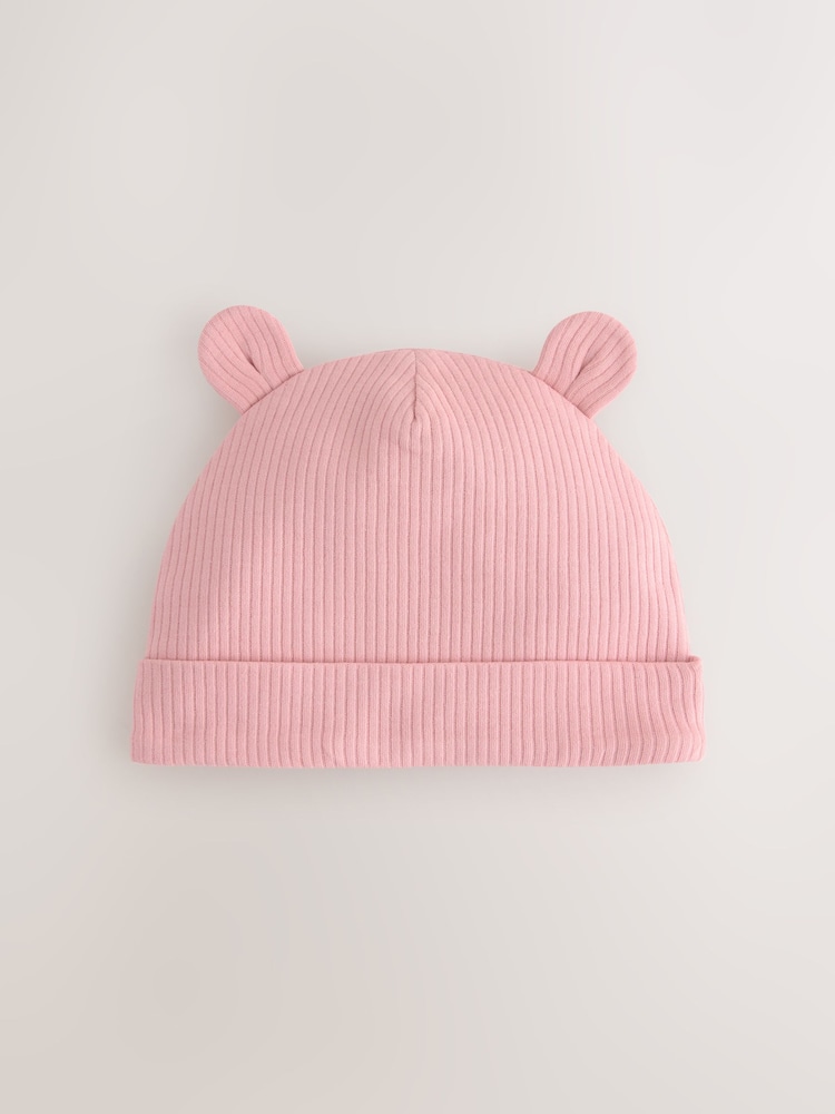 Pink Baby Beanie Jersey Hats 3 Pack (0-18mths) - Image 2 of 6