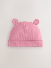 Pink Baby Beanie Jersey Hats 3 Pack (0-18mths) - Image 4 of 6