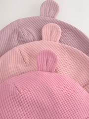 Pink Baby Beanie Jersey Hats 3 Pack (0-18mths) - Image 5 of 6