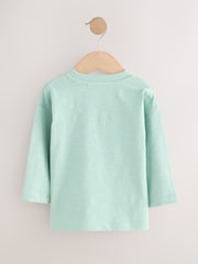 Mineral Blue Bear Long Sleeves Semi Plain T-Shirt (3mths-7yrs) - Image 2 of 4