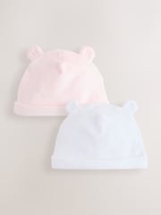 Pink Baby Velour Beanies 2 Pack (0-12mths) - Image 1 of 5