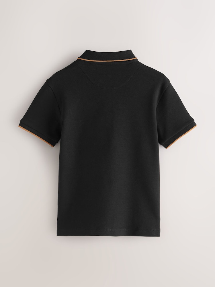 Baker by Ted Baker 'T' Textured Black Polo Shirt - Image 2 of 6