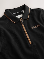 Baker by Ted Baker 'T' Textured Black Polo Shirt - Image 6 of 6