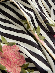 Rockett St George Black/White Flower Power Stripe Satin Robe - Image 10 of 11