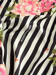 Rockett St George Black/White Flower Power Stripe Satin Robe - Image 11 of 11