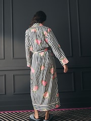 Rockett St George Black/White Flower Power Stripe Satin Robe - Image 3 of 11