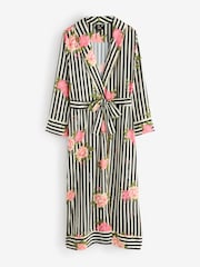 Rockett St George Black/White Flower Power Stripe Satin Robe - Image 8 of 11