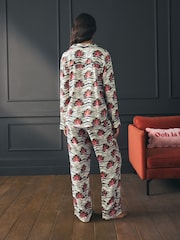 Rockett St George Black/White Viscose Feathers Button Through Pyjamas - Image 3 of 10