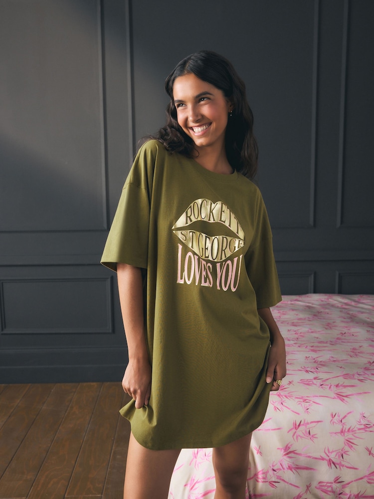 Rockett St George Khaki Green Night T-Shirt - Image 1 of 6