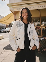 Rockett St George White Borg lined embroidered Quilted Jacket - Image 1 of 13