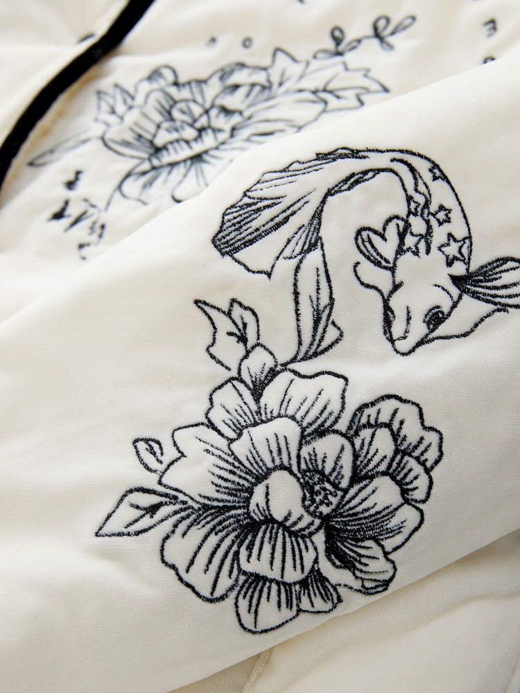 Rockett St George White Borg lined embroidered Quilted Jacket - Image 13 of 13