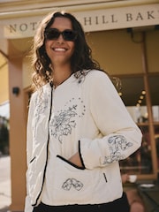 Rockett St George White Borg lined embroidered Quilted Jacket - Image 3 of 13