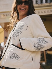 Rockett St George White Borg lined embroidered Quilted Jacket - Image 5 of 13