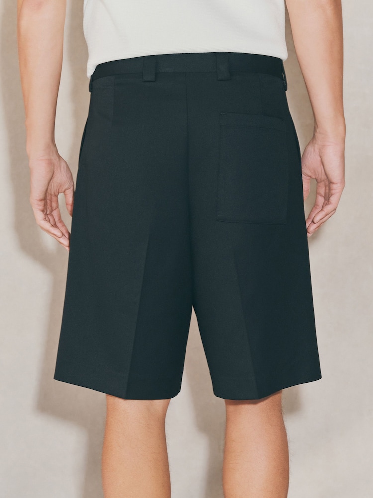 mens formal dress shorts Men's Classic Button Solid Color Flat Front Zipper Formal Chino Dress Shorts