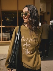Rockett St George Khaki Green 'Pouvoir Des Filles' Jumper - Image 3 of 10