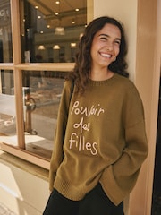 Rockett St George Khaki Green 'Pouvoir Des Filles' Jumper - Image 4 of 10