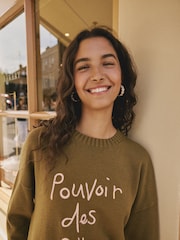 Rockett St George Khaki Green 'Pouvoir Des Filles' Jumper - Image 5 of 10