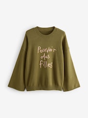 Rockett St George Khaki Green 'Pouvoir Des Filles' Jumper - Image 8 of 10