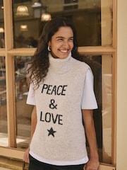 Rockett St George Oatmeal Peace and Love Knitted Vest - Image 2 of 9