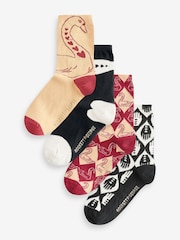 Rockett St George Black/Red 4 Pack Swan Socks - Image 1 of 5