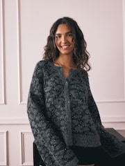 Rockett St George Black Leopard Sequin Cardigan - Image 1 of 10