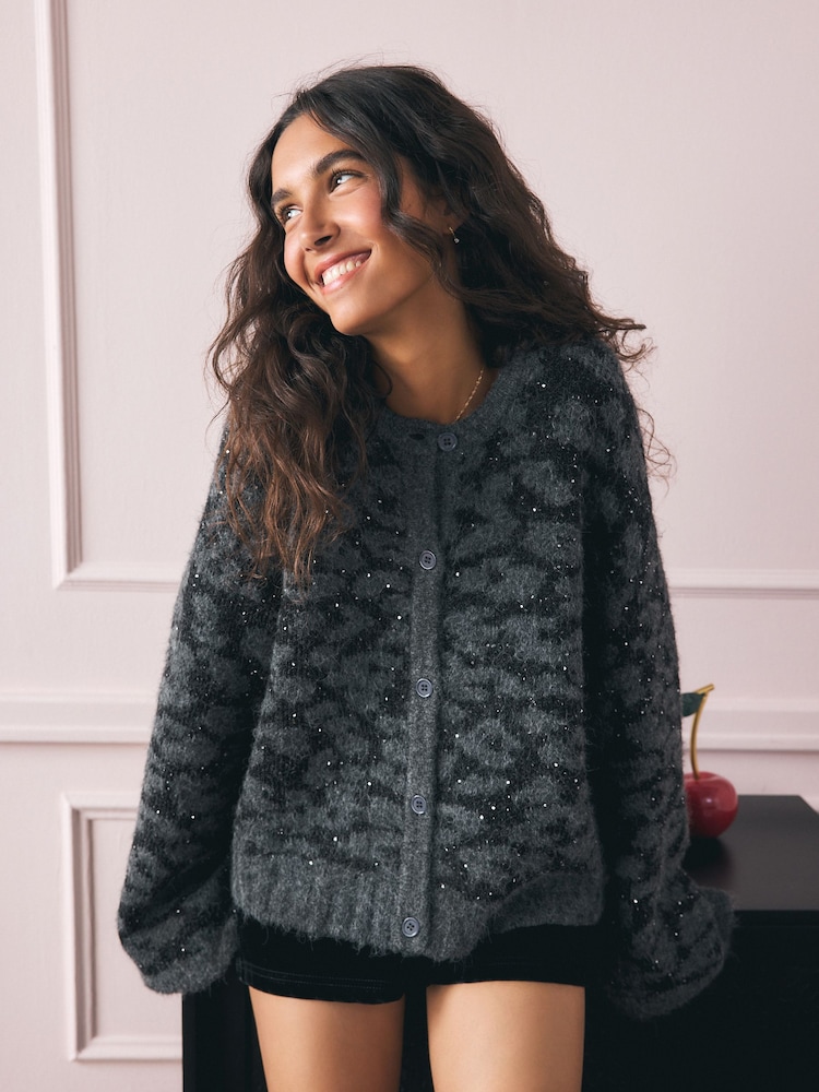Rockett St George Black Leopard Sequin Cardigan - Image 2 of 10