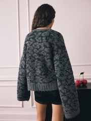 Rockett St George Black Leopard Sequin Cardigan - Image 3 of 10