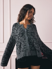 Rockett St George Black Leopard Sequin Cardigan - Image 5 of 10