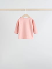 Pink Stripe/Slogan Long Sleeve Baby Tops 4 Pack (0mths-2yrs) - Image 7 of 12