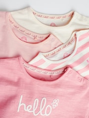 Pink Stripe/Slogan Long Sleeve Baby Tops 4 Pack (0mths-2yrs) - Image 9 of 12