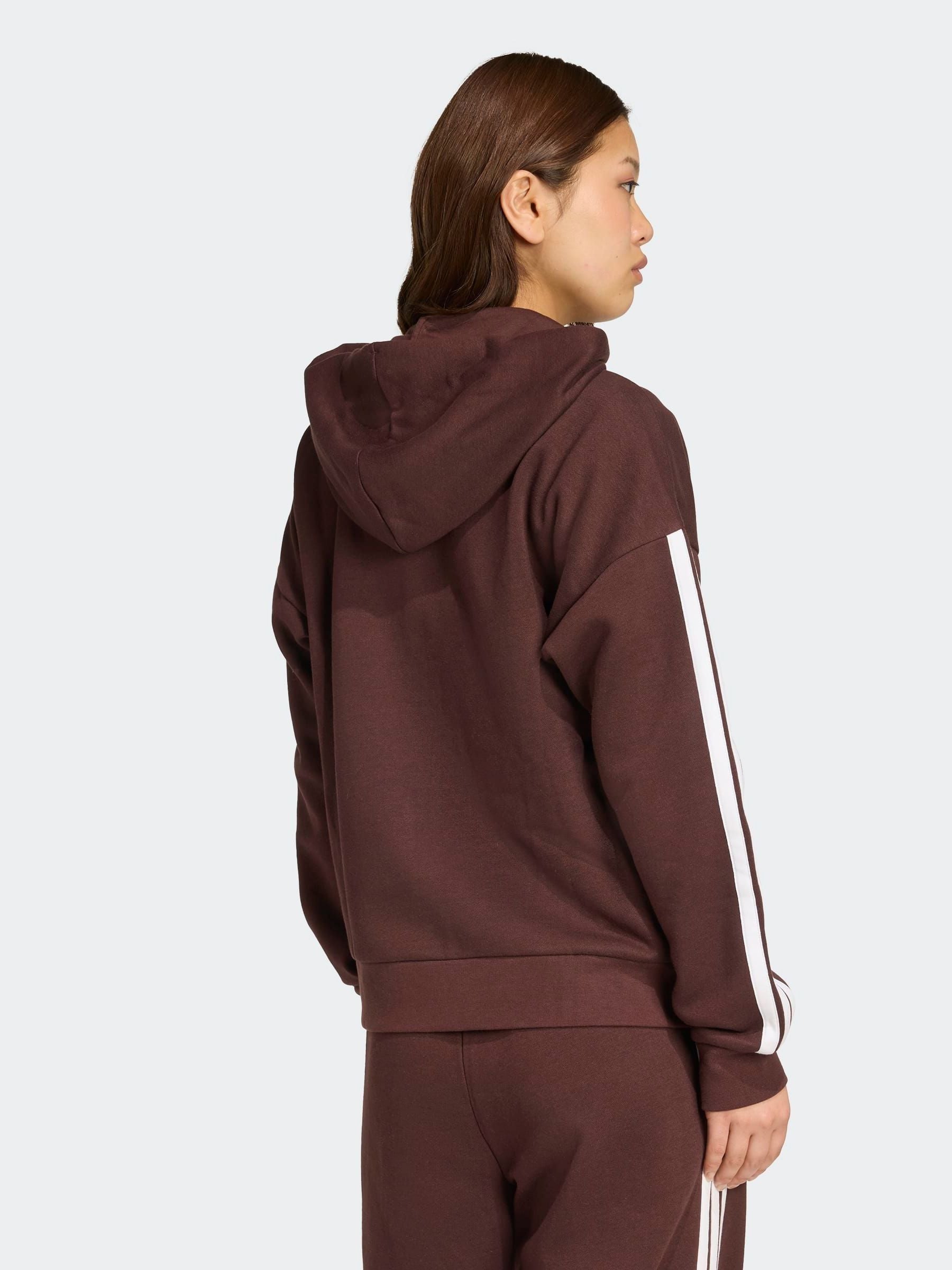 Buy adidas Brown Essentials 3-Stripes Full Zip Fleece Hoodie from