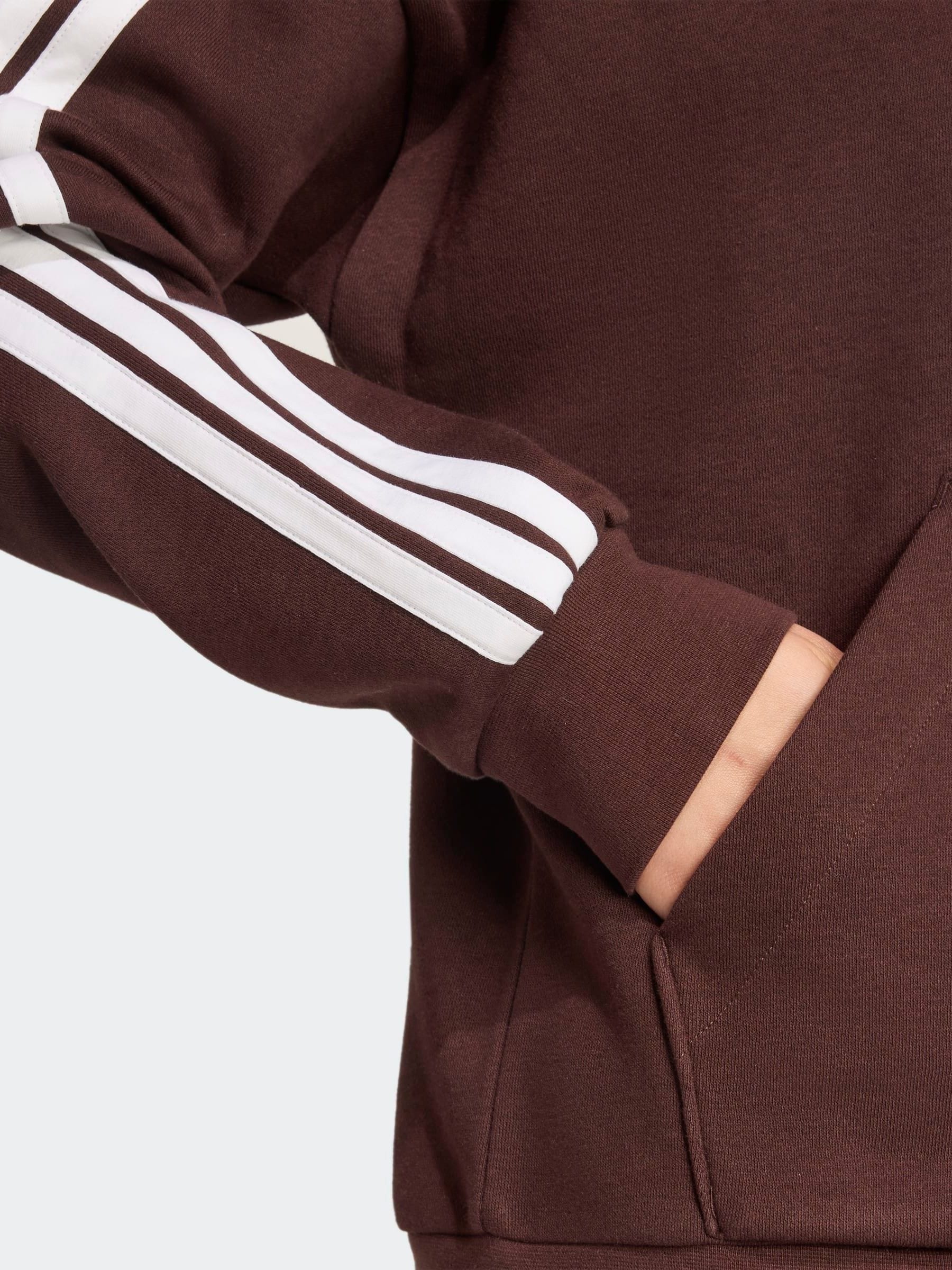Buy adidas Brown Essentials 3-Stripes Full Zip Fleece Hoodie from