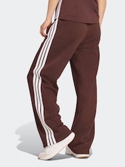 adidas Brown 3 Stripe Fleece Open Hem Joggers - Image 2 of 6