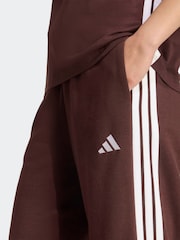 adidas Brown 3 Stripe Fleece Open Hem Joggers - Image 4 of 6