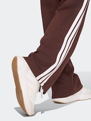 adidas Brown 3 Stripe Fleece Open Hem Joggers - Image 5 of 6