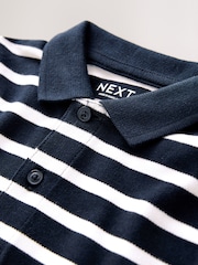 Navy/White Striped Long Sleeve Polo Shirt (3mths-7yrs) - Image 6 of 7