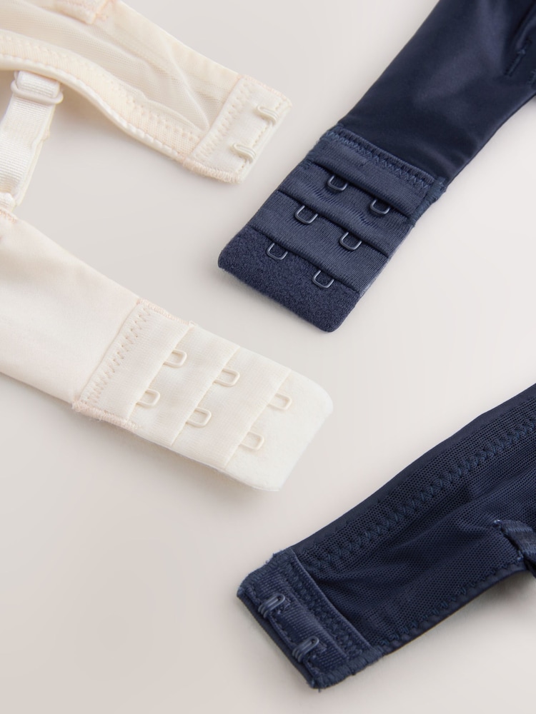 Navy/Cream Non Pad Plunge High Shine Bra - Image 10 of 10 Navy/Cream Non Pad Plunge High Shine Bra - Image 10 of 10
