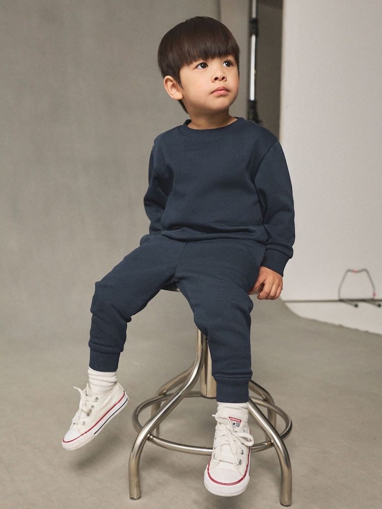 Navy Blue Plain Sweatshirt And Joggers Set (3mths-7yrs) - Image 3 of 3