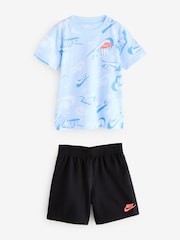 Nike Black Little Kids All Over Print T-Shirt and Shorts Set - Image 1 of 5
