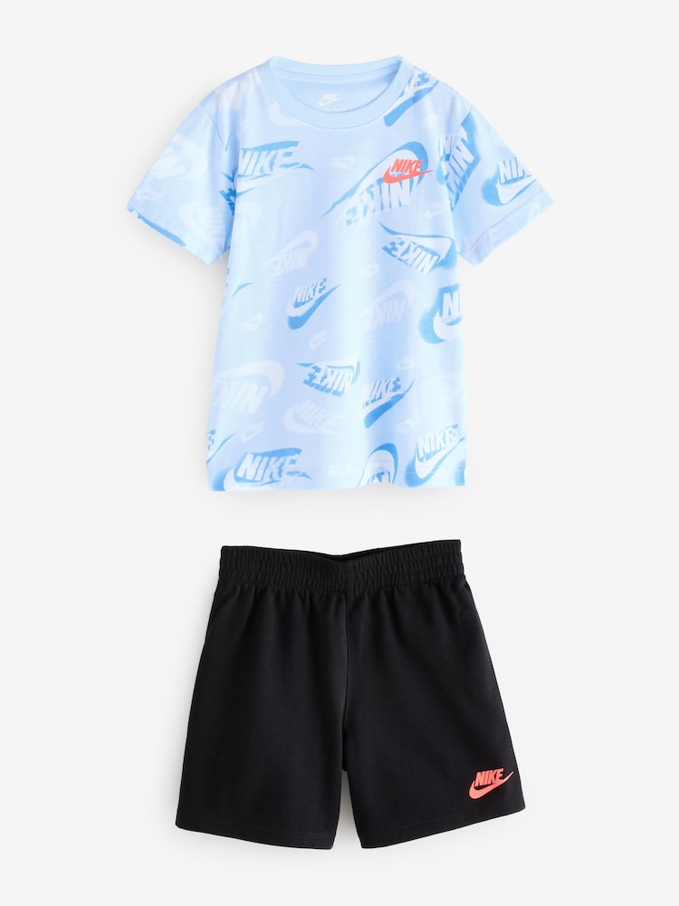 Nike Black Little Kids All Over Print T-Shirt and Shorts Set - Image 1 of 5