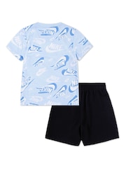 Nike Black Little Kids All Over Print T-Shirt and Shorts Set - Image 3 of 5