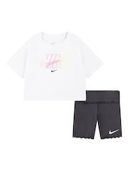 Nike Pink Little Kids Bike Shorts and T-Shirt Set - Image 8 of 12