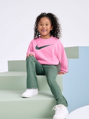Nike Green Little Kids Swoosh Spirit Crew Sweatshirt and Flared Leggings Set - Image 1 of 5